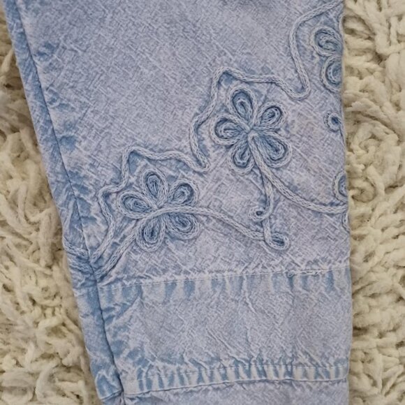 Giocam Women’s Large Denim Embroidered Jacket Boho Frayed Hem Blazer Cottagecore - Picture 5 of 10